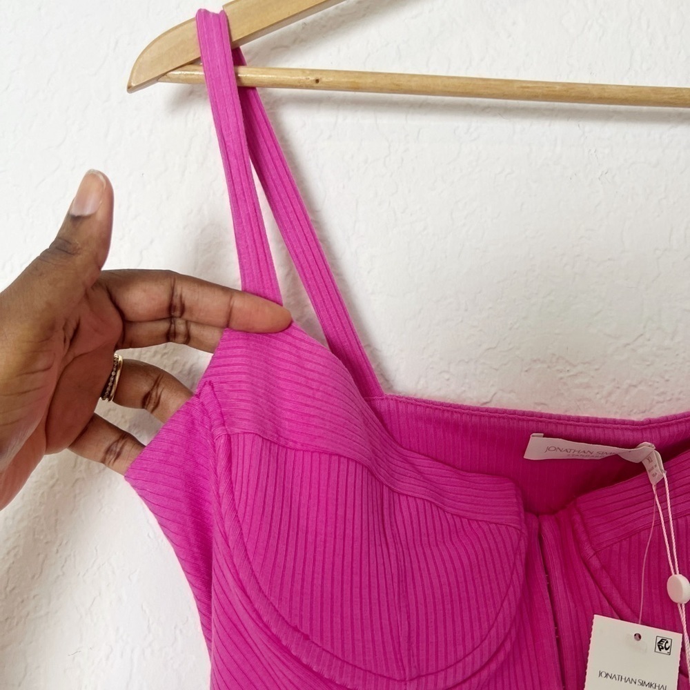 Jonathan Simkhai Dee Bustier Top in Opera Pink - Picture 4 of 7